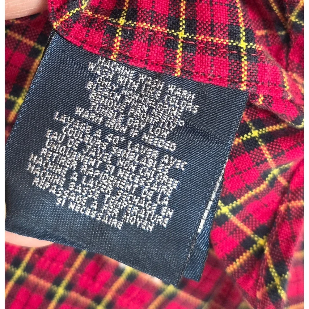 Polo Ralph Lauren Boys Size 5 Red Black Tartan Plaid Button Down Shirt Cotton